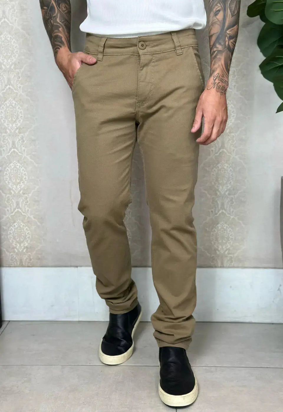 Calça Alfaiataria em Sarja com Elastano Verde | MAGNO