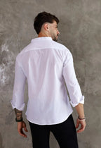 Camisa Masculina Gola Padre Tecido Leve Branca | MAGNO