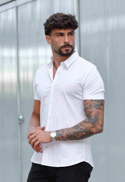 Camisa Masculina Manga Curta Slim Branca | MAGNO