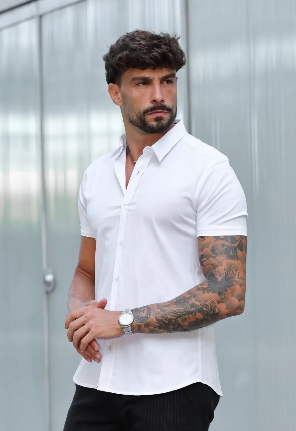 Camisa Masculina Manga Curta Slim Branca | MAGNO