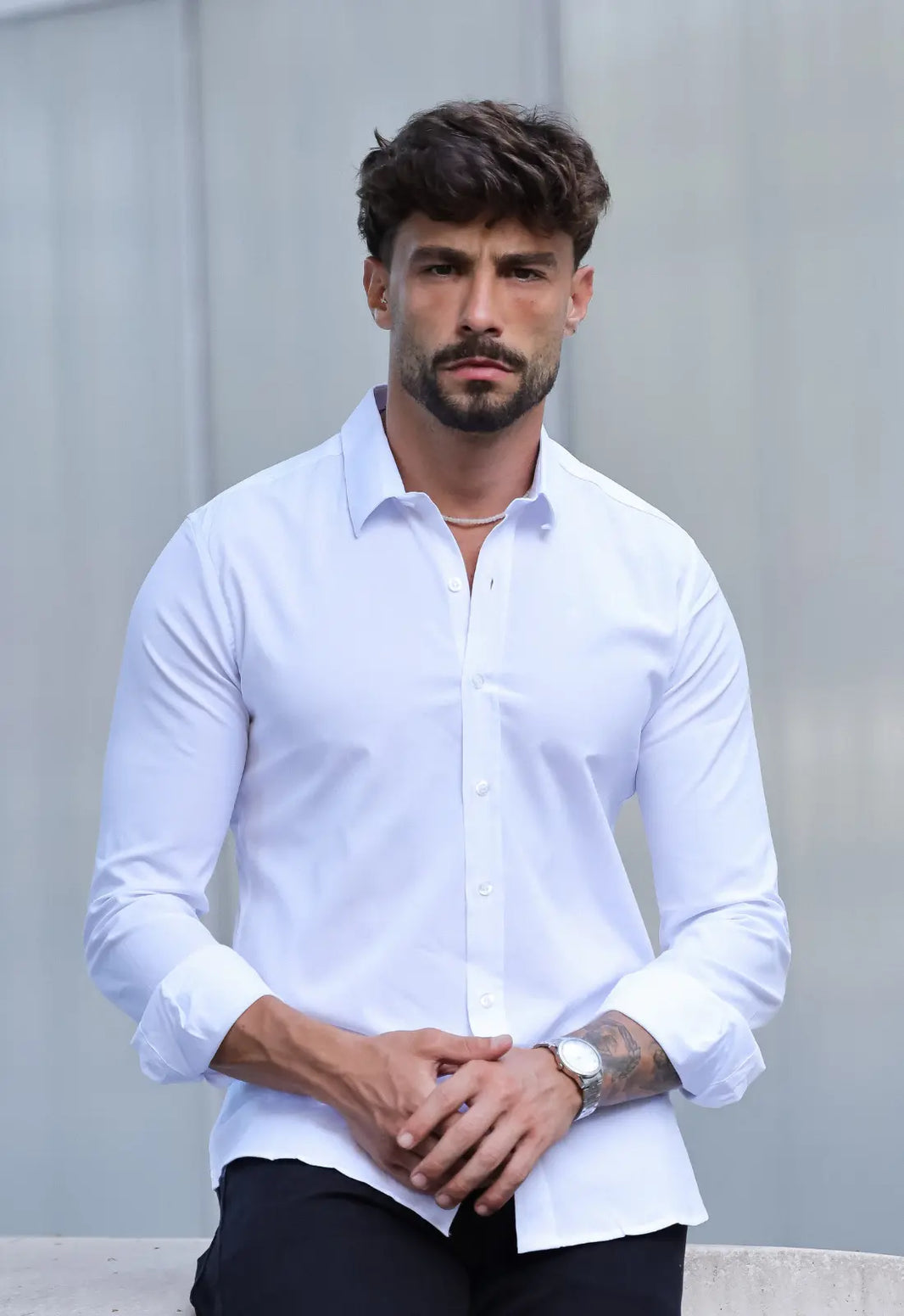 Camisa Masculina Manga Longa Slim Branca | MAGNO