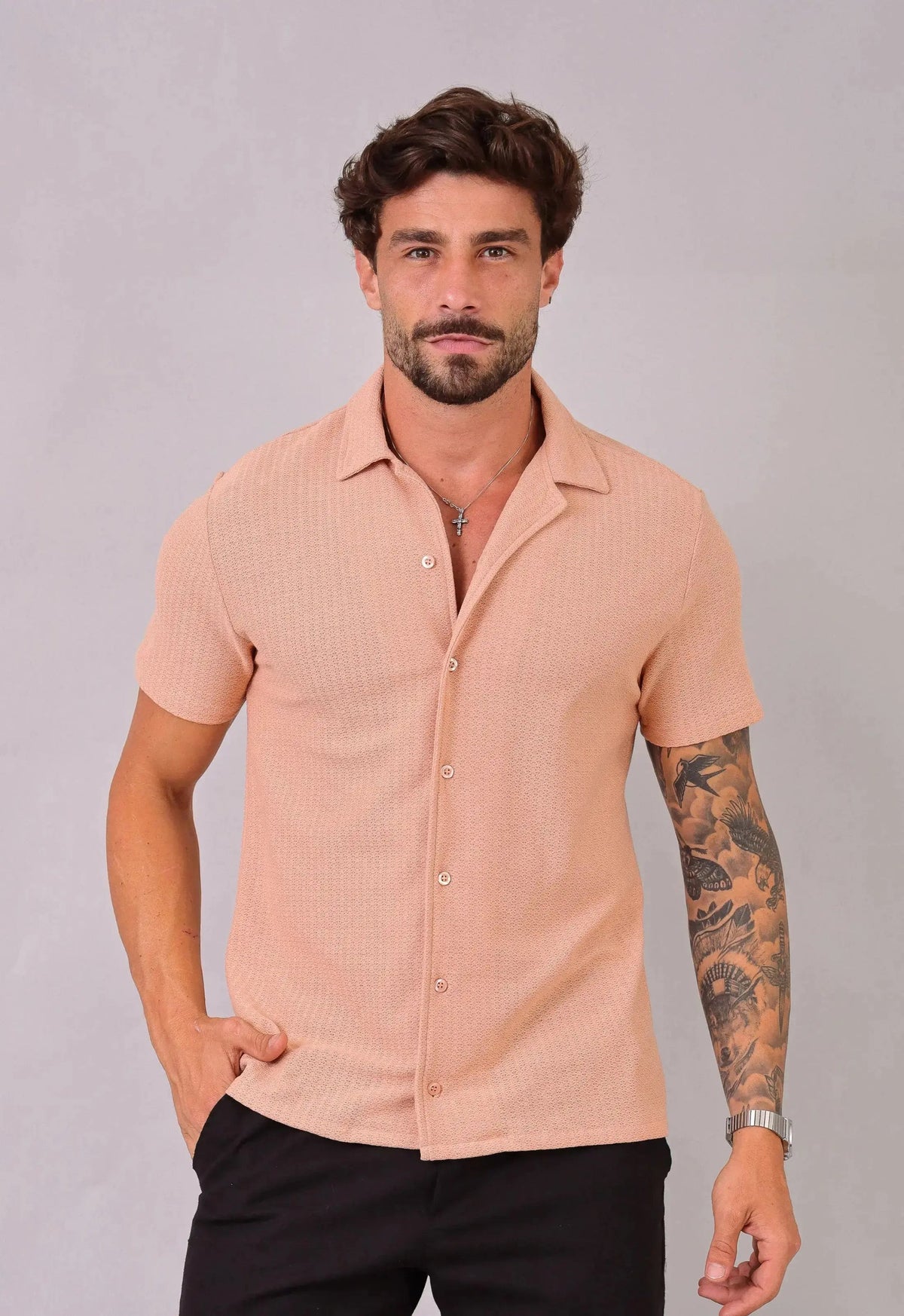 Camisa Masculina Tricot Bege | MAGNO