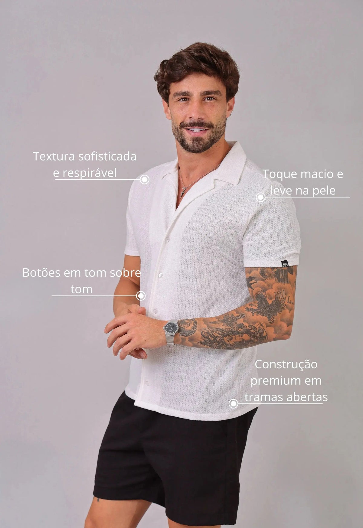 Camisa Masculina Tricot Branca | MAGNO