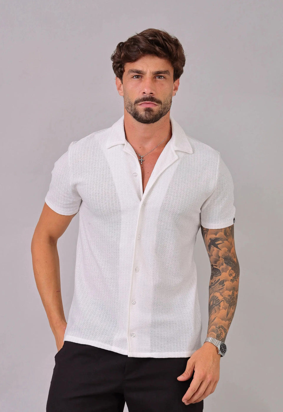 Camisa Masculina Tricot Branca | MAGNO