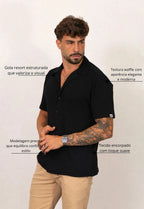 Camisa Masculina Tricot Touch Preta | MAGNO