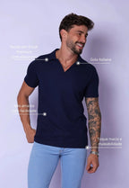 Camisa Polo Italiana Tricot Azul Marinho | MAGNO