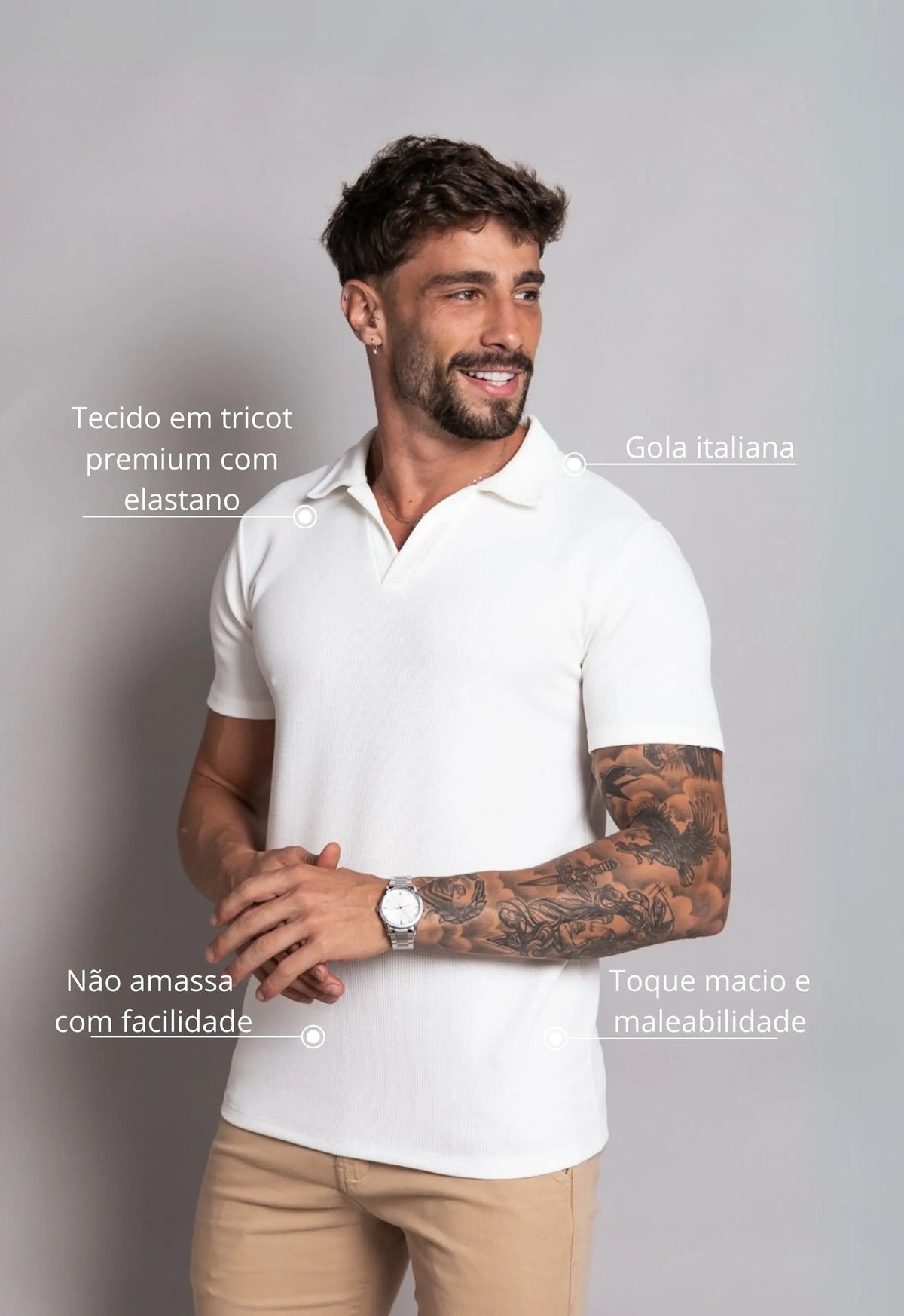 Camisa Polo Italiana Tricot Branca | MAGNO