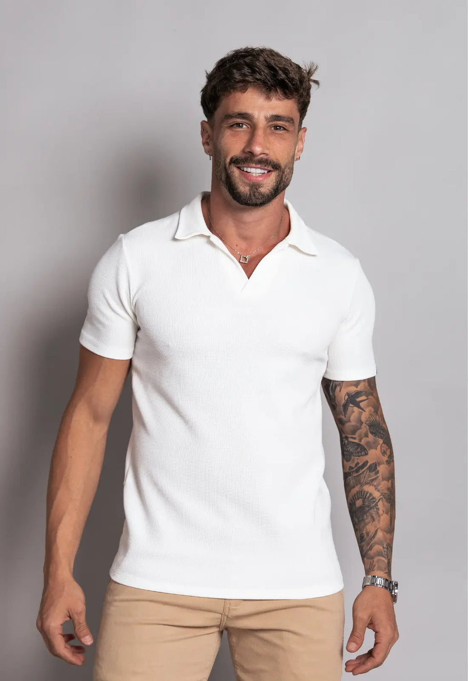 Camisa Polo Italiana Tricot Branca | MAGNO