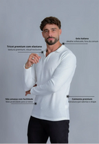 Camisa Polo Italiana Tricot Manga Longa Branca | MAGNO