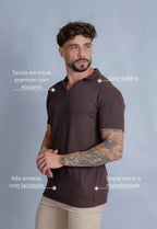 Camisa Polo Italiana Tricot Marrom Café | MAGNO