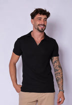 Camisa Polo Italiana Tricot Preta | MAGNO