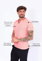 Camisa Polo Italiana Tricot Salmão | MAGNO