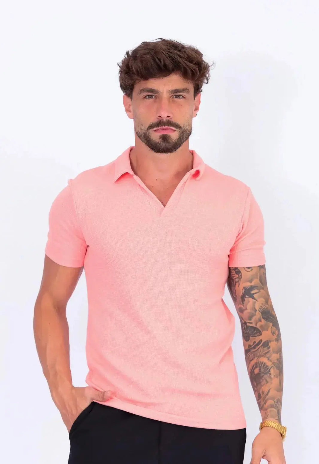 Camisa Polo Italiana Tricot Salmão | MAGNO