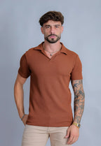 Camisa Polo Italiana Tricot Terracota Escuro | MAGNO