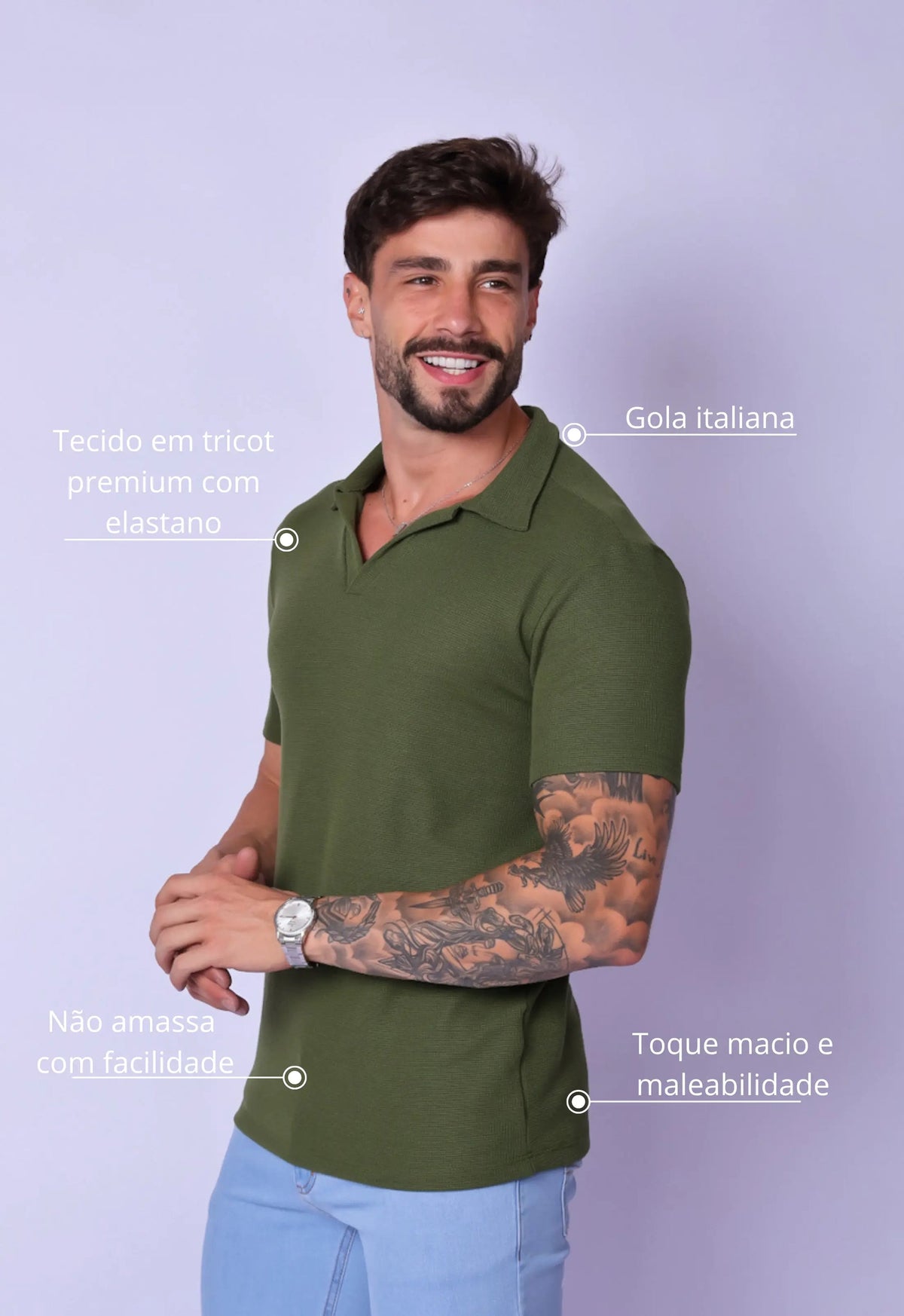 Camisa Polo Italiana Tricot Verde | MAGNO