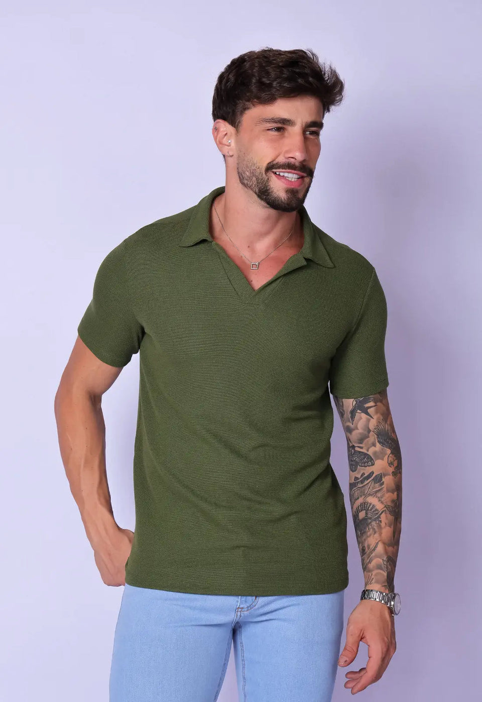 Camisa Polo Italiana Tricot Verde | MAGNO