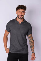 Camisa Polo Ziper Chumbo | MAGNO