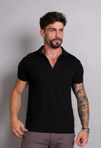 Camisa Polo Ziper Preta | MAGNO