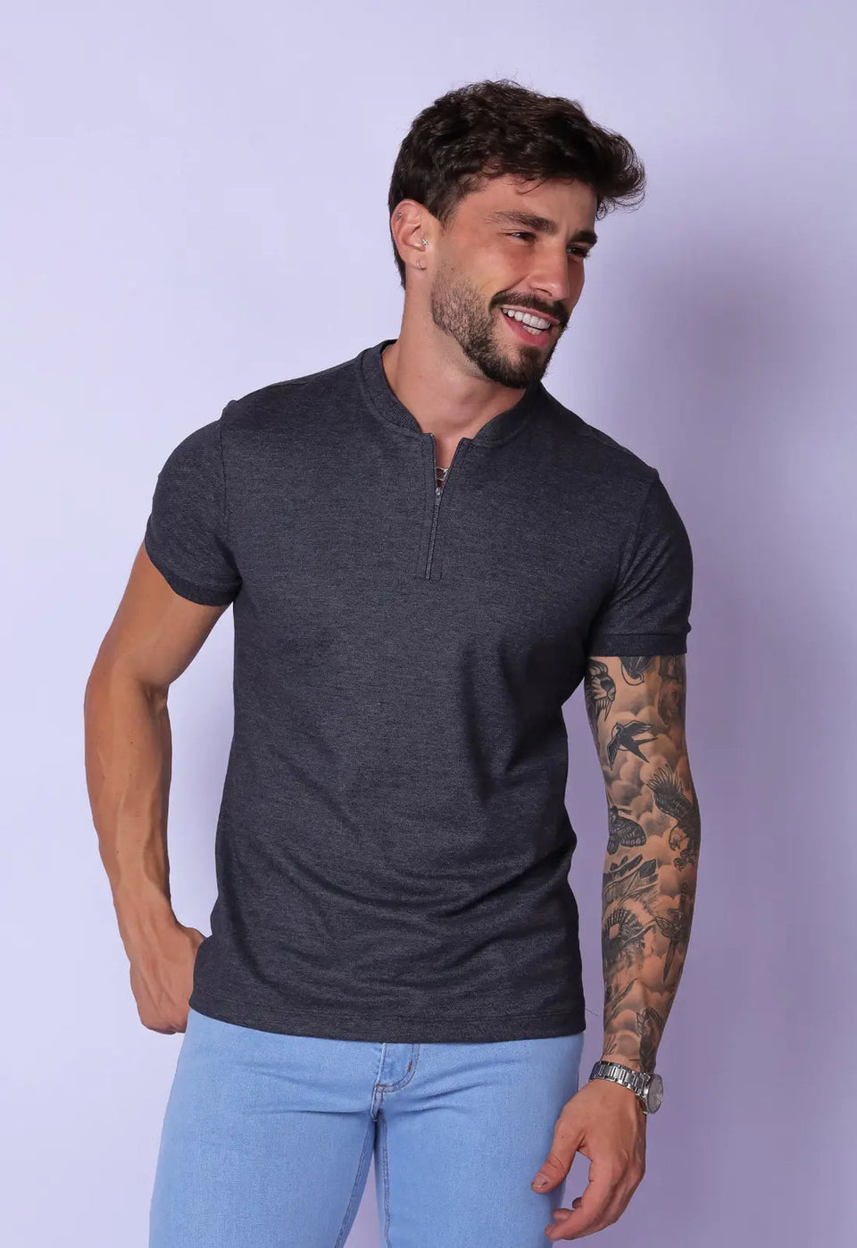 Camiseta com Zíper Chumbo | MAGNO