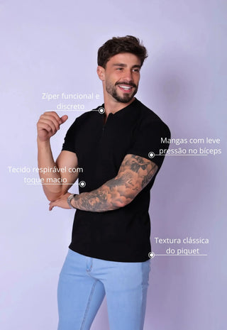 Camiseta com Zíper Preta | MAGNO