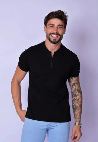 Camiseta com Zíper Preta | MAGNO