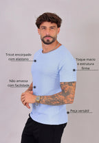 Camiseta Masculina Tricot Azul Claro | MAGNO