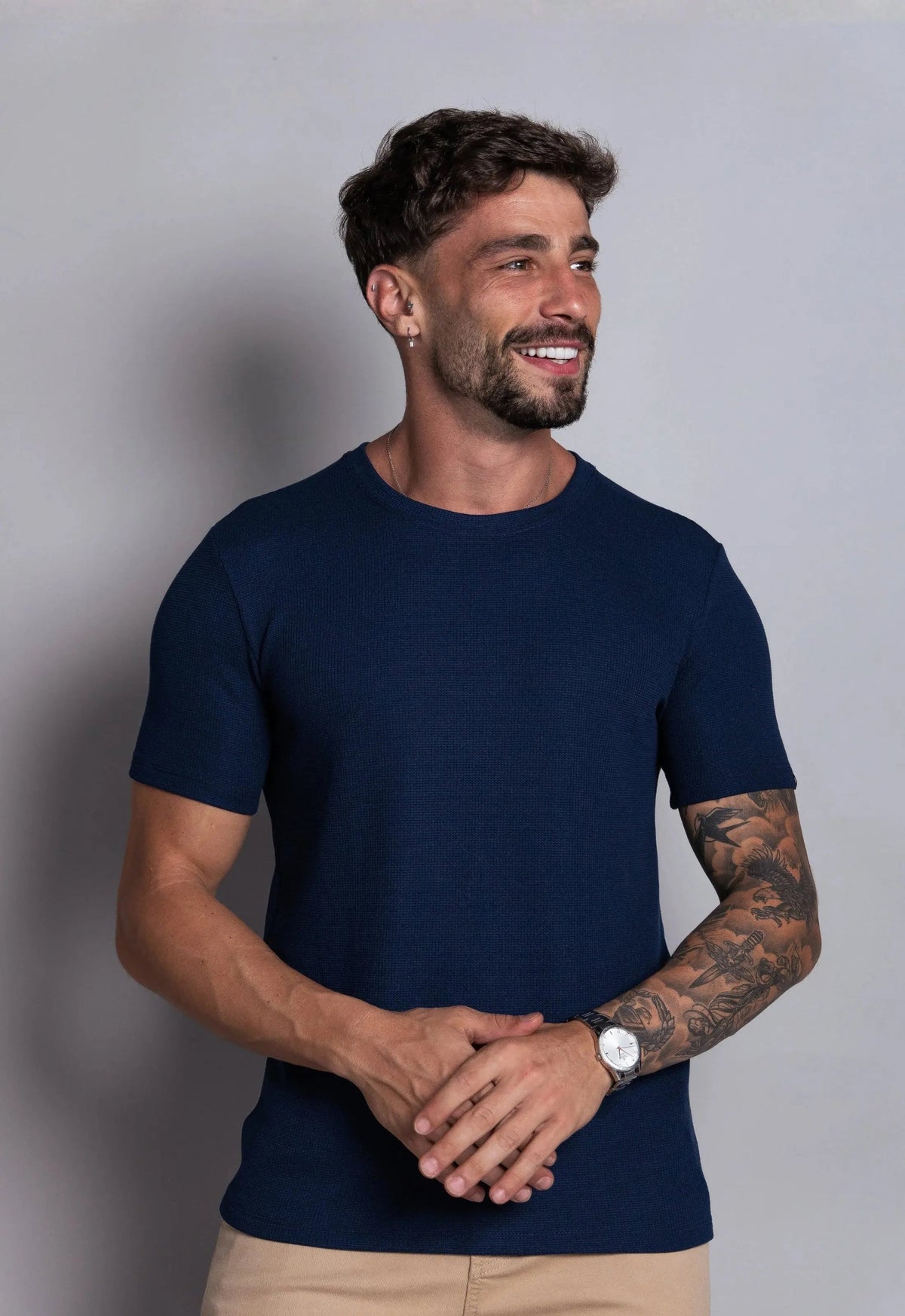 Camiseta Masculina Tricot Azul Marinho | MAGNO