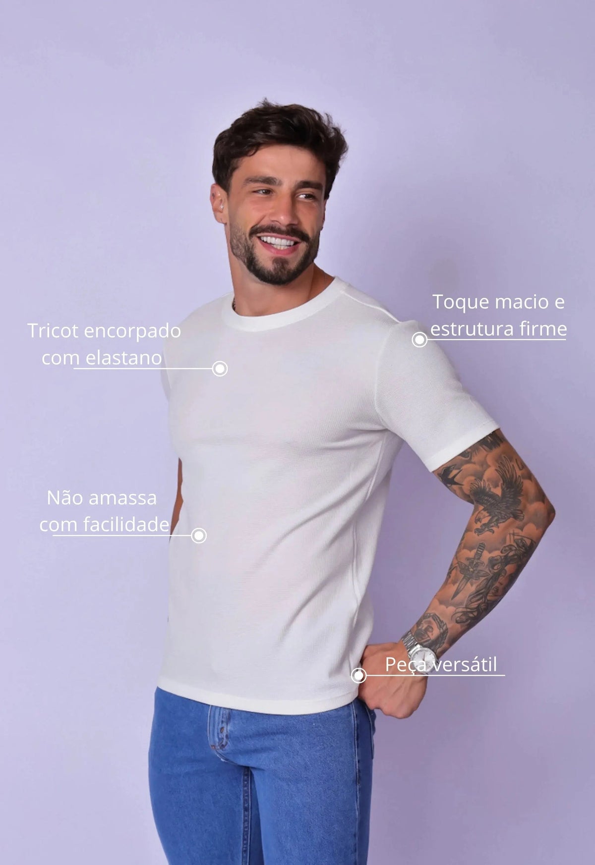 Camiseta Masculina Tricot Branca | MAGNO