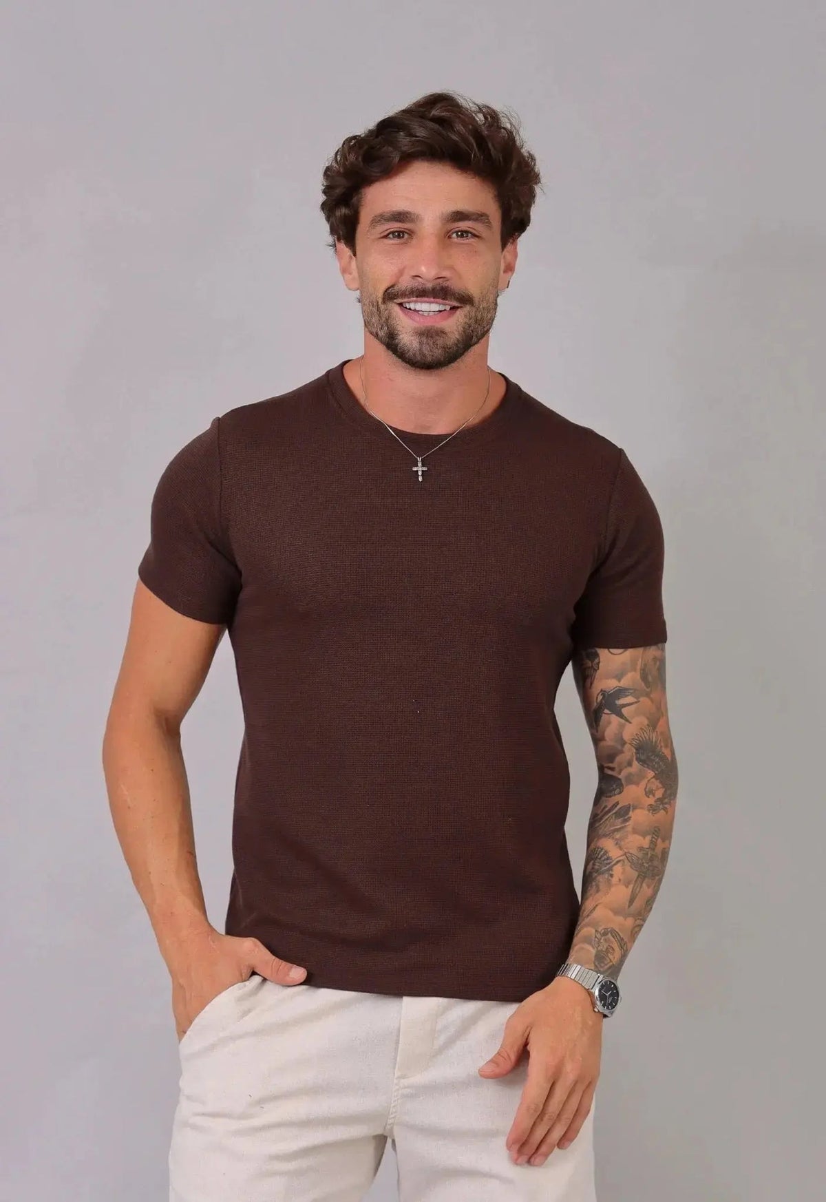 Camiseta Masculina Tricot Marrom Café | MAGNO