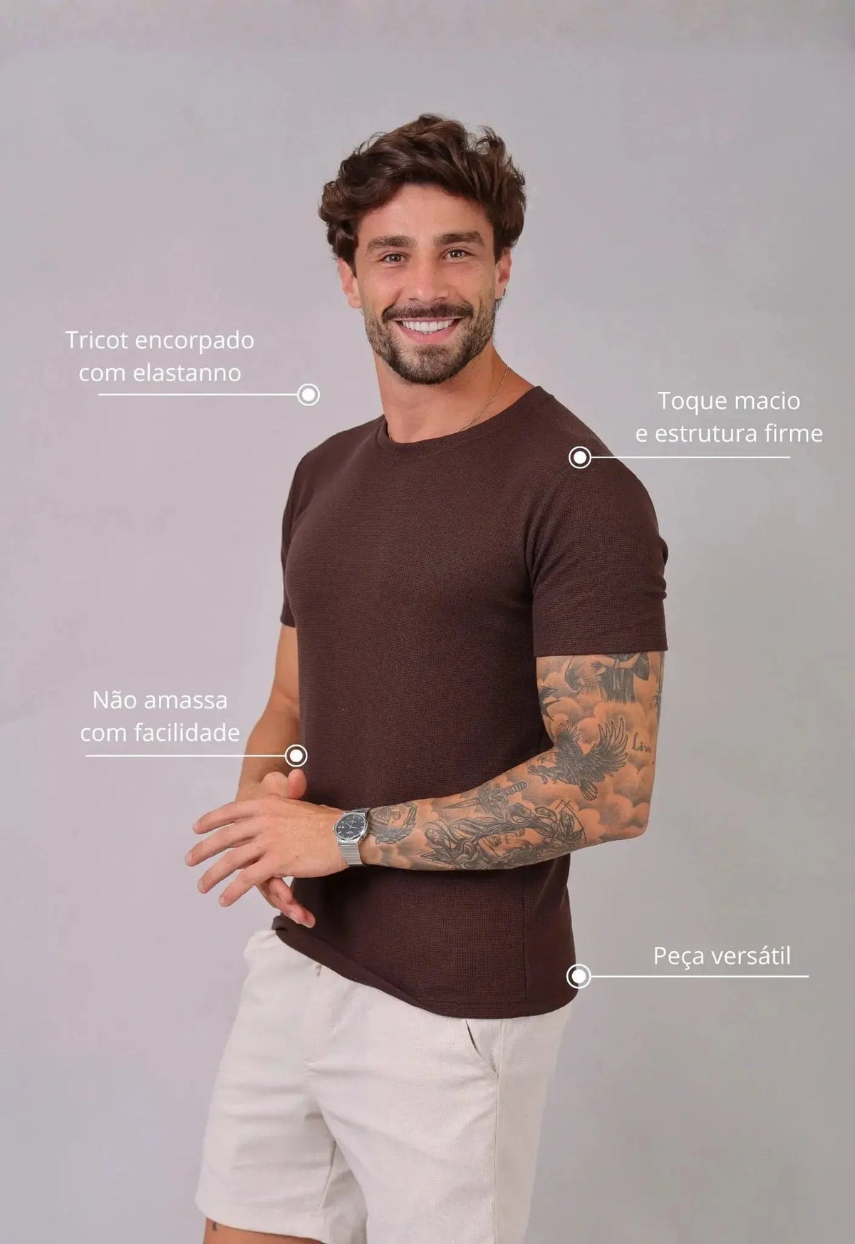 Camiseta Masculina Tricot Marrom Café | MAGNO