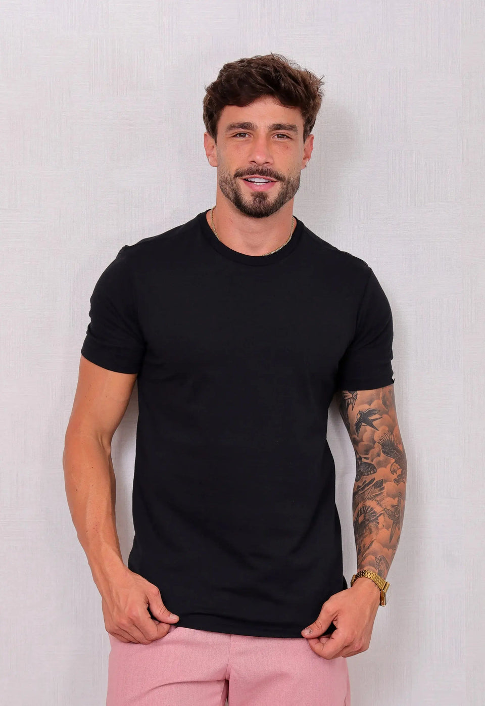 Camiseta Masculina Tricot Ponto Fino Preta | MAGNO