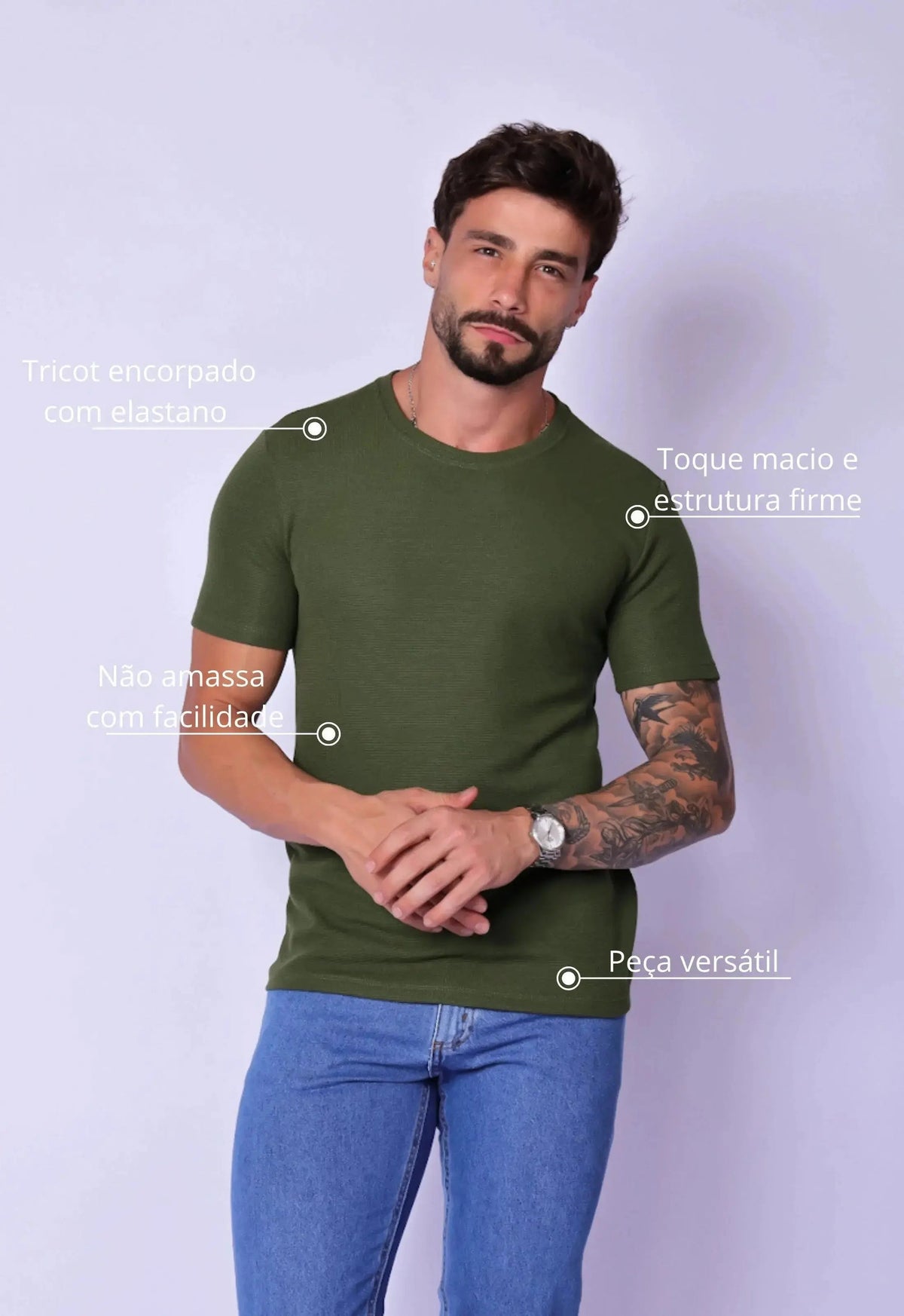 Camiseta Masculina Tricot Verde | MAGNO