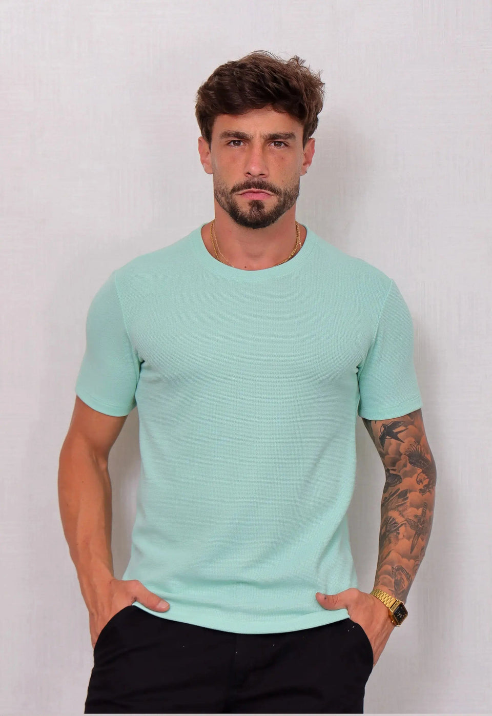 Camiseta Masculina Tricot Verde Claro | MAGNO