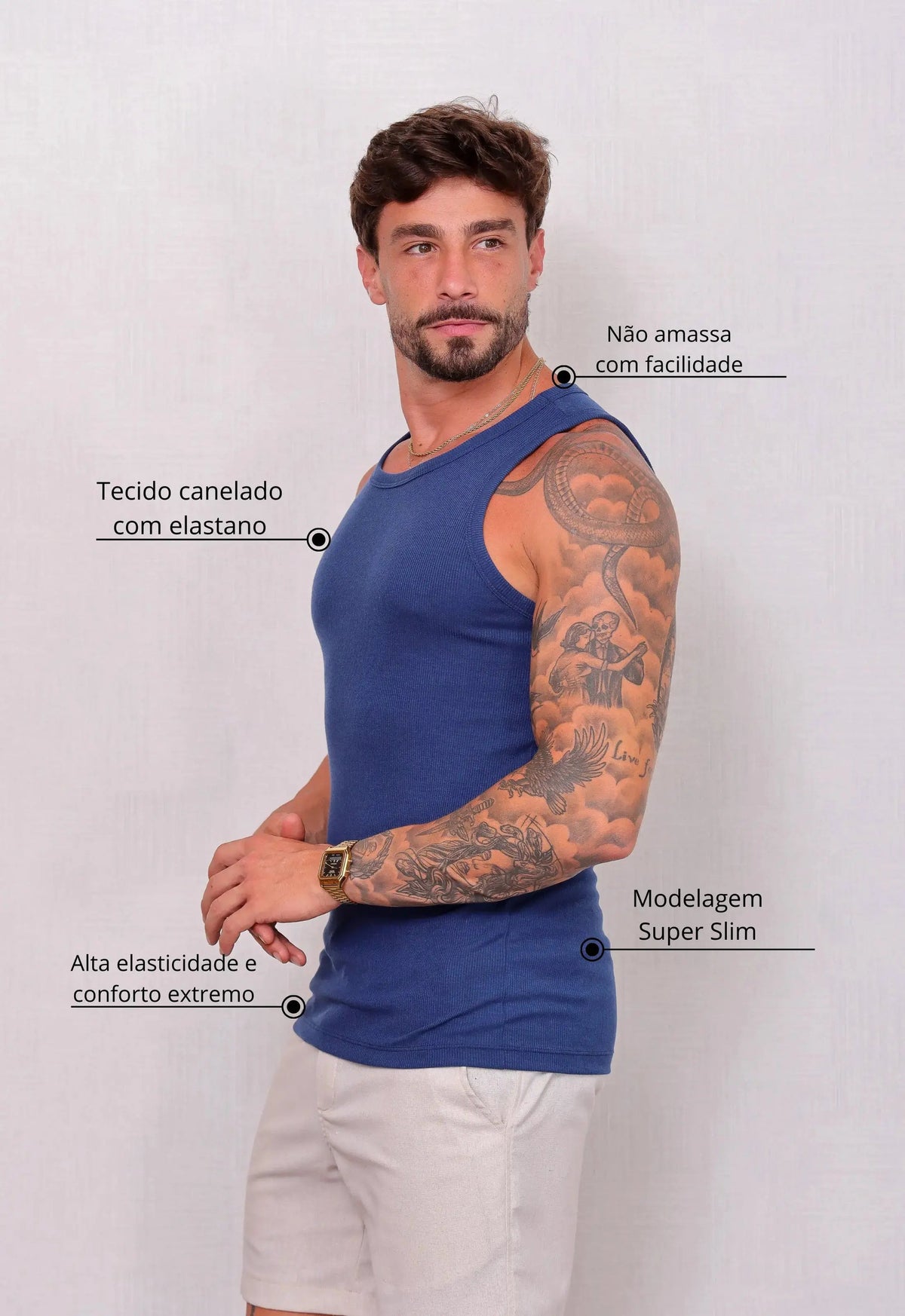 Camiseta Regata Americana Masculina Azul | MAGNO