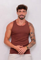 Camiseta Regata Americana Masculina Marrom | MAGNO