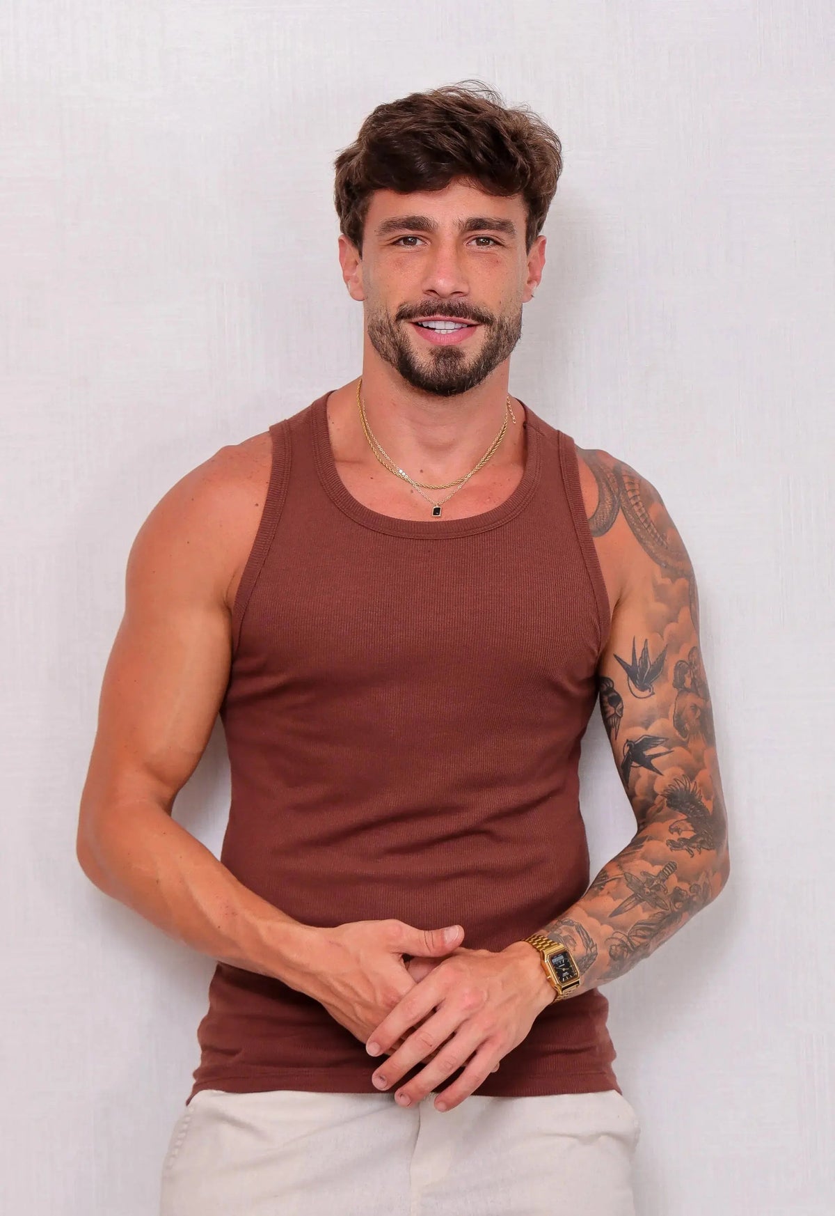 Camiseta Regata Americana Masculina Marrom | MAGNO
