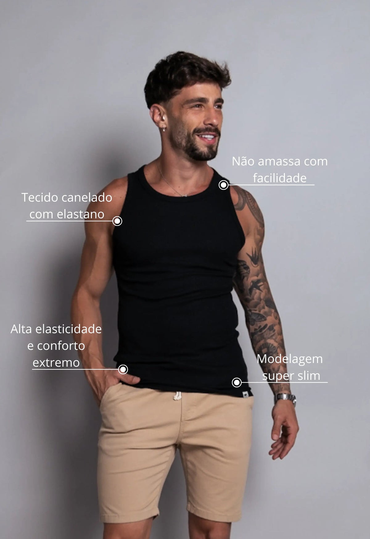 Camiseta Regata Americana Masculina Preta | MAGNO