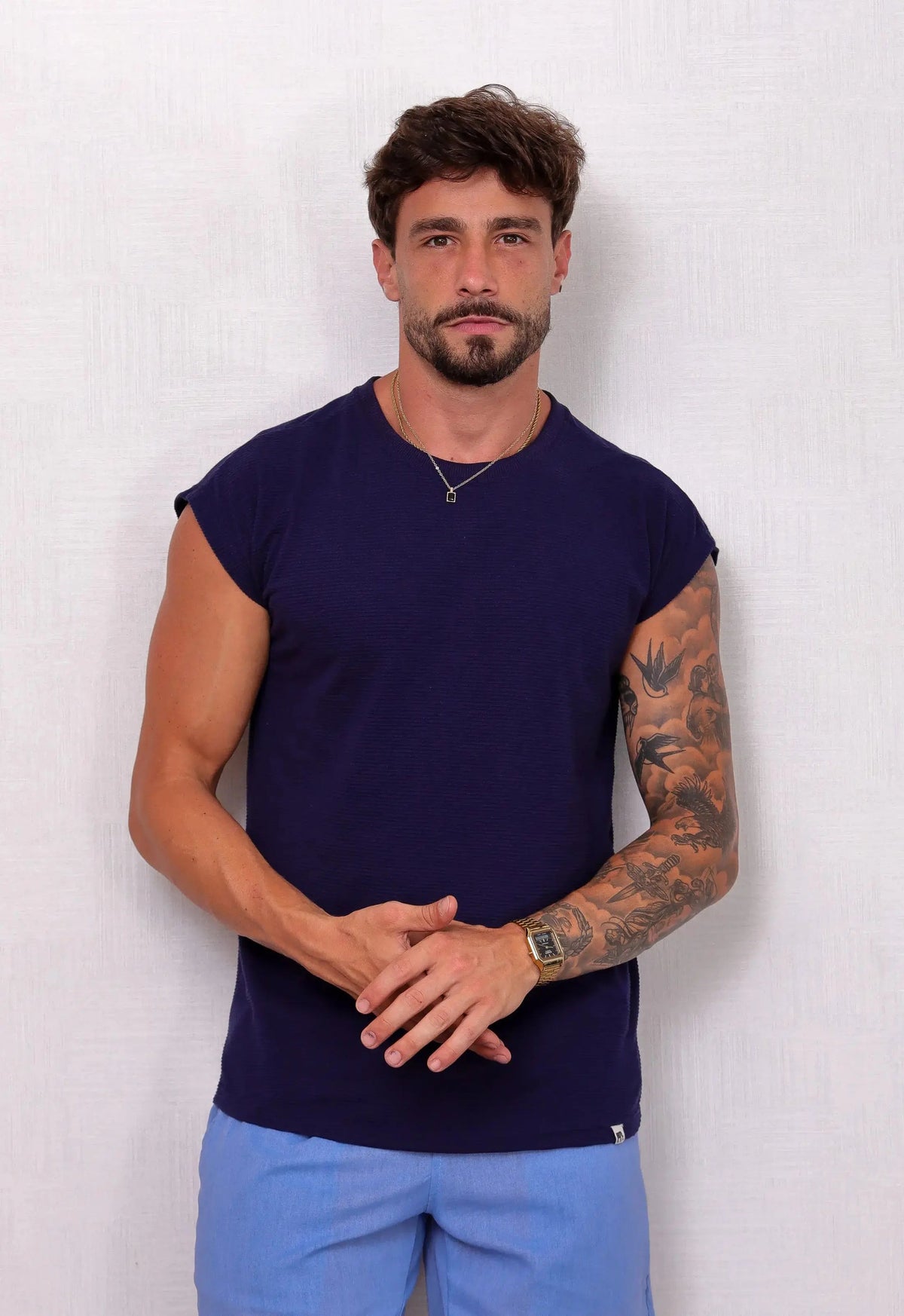 Camiseta Regata Tricot Azul Marinho | MAGNO