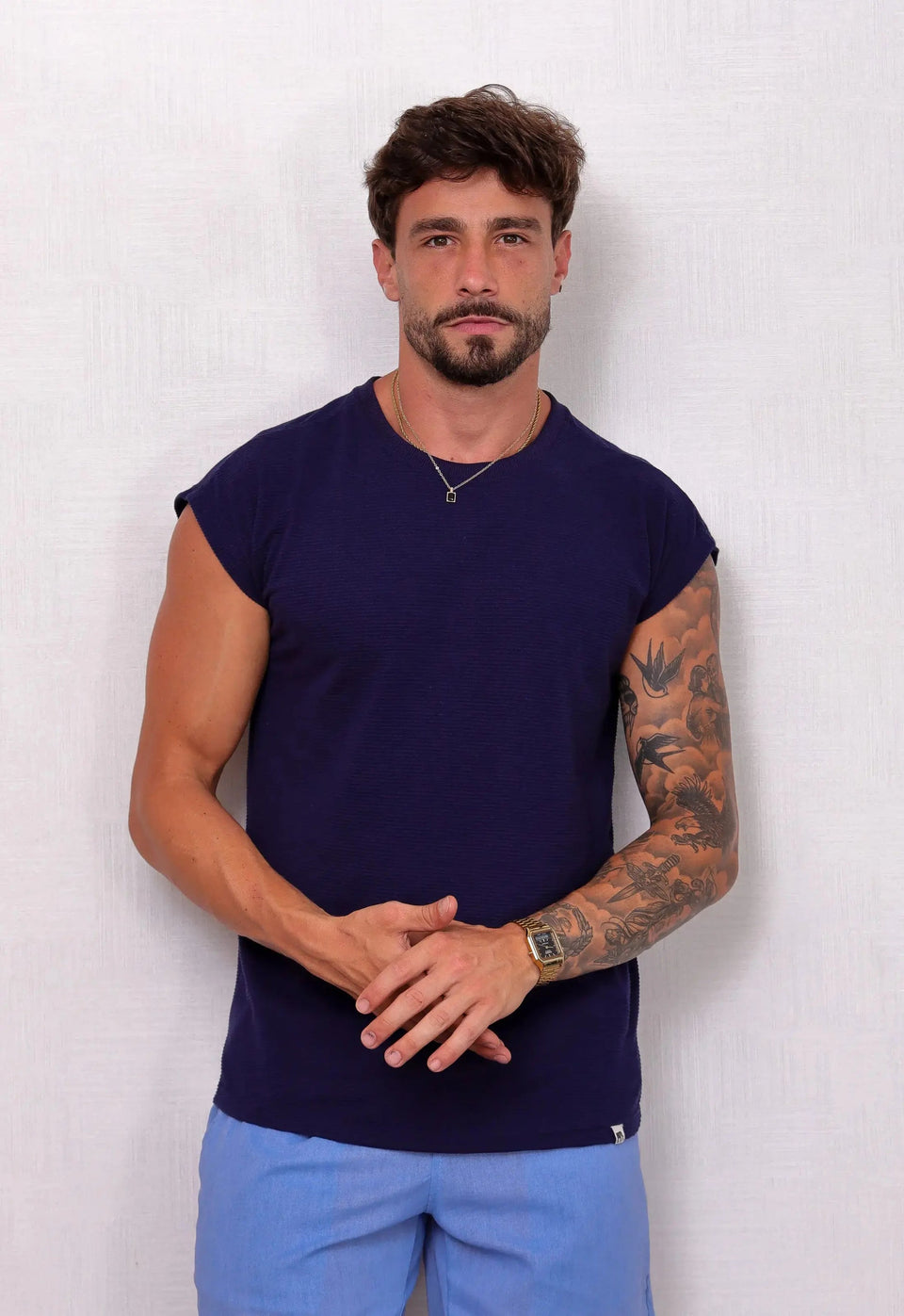Camiseta Regata Tricot Azul Marinho | MAGNO