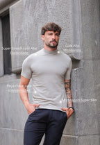 Camiseta Slim Gola Alta Cinza | MAGNO