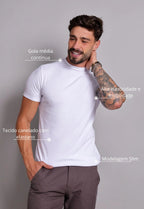 Camiseta Slim Gola Média Branca | MAGNO