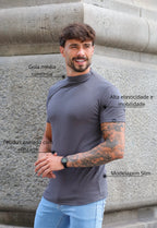 Camiseta Slim Gola Média Cinza | MAGNO