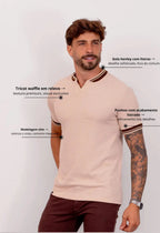 Camiseta Tricot Italiana Bicolor  Bege | MAGNO