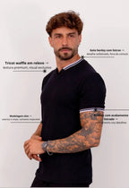 Camiseta Tricot Italiana Bicolor Preta | MAGNO