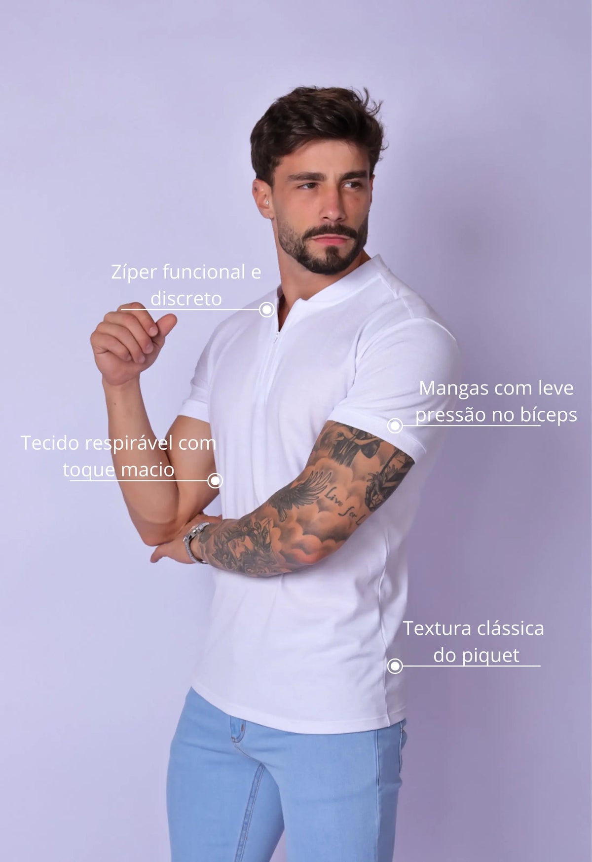 Camiseta Zíper Branca | MAGNO