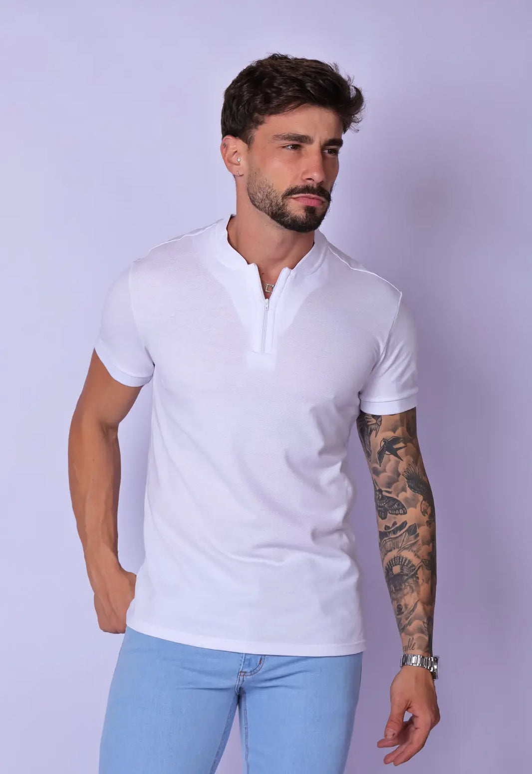 Camiseta Zíper Branca | MAGNO