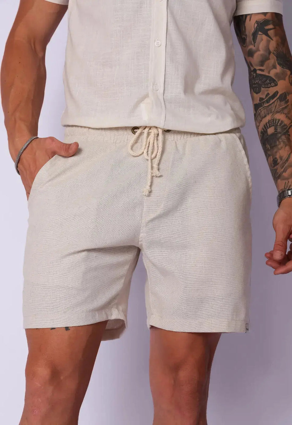 Shorts de Linho Masculino Bege | MAGNO
