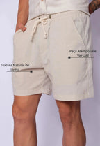 Shorts de Linho Masculino Bege | MAGNO