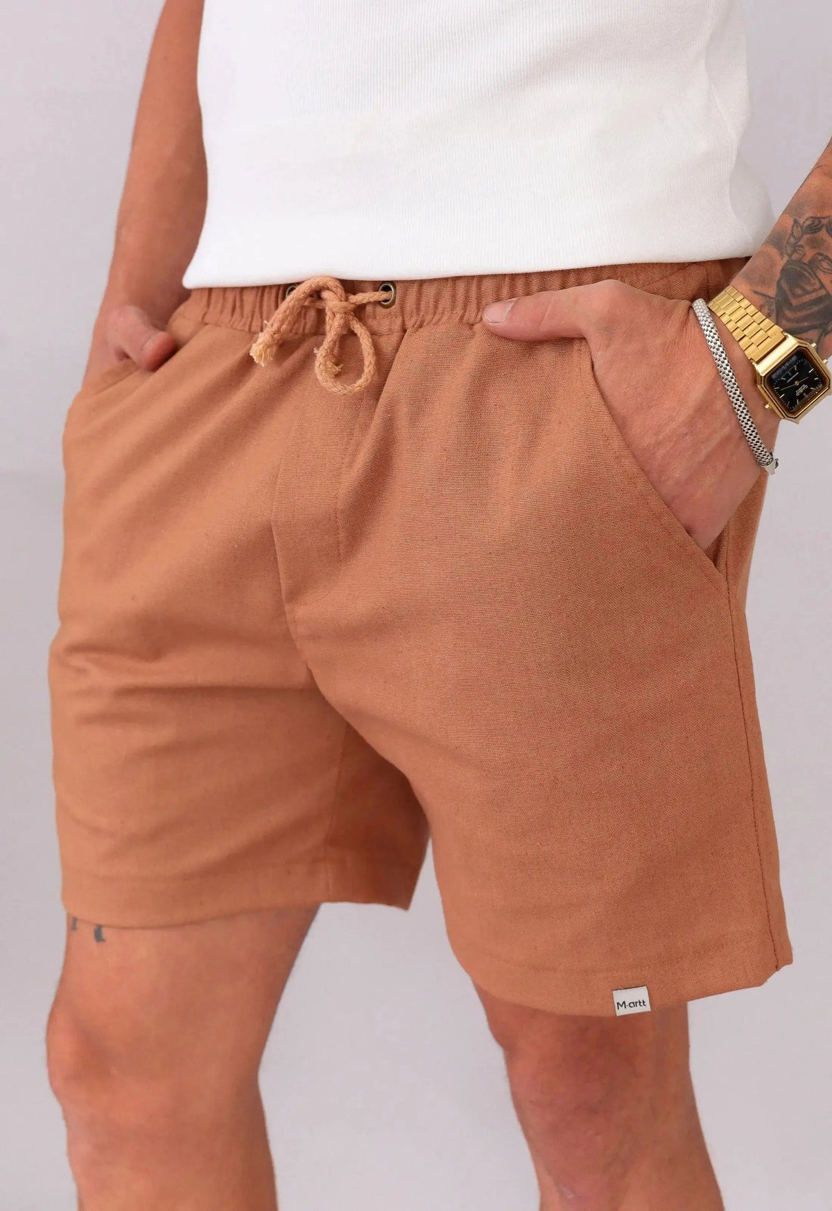 Shorts de Linho Masculino Terracota | MAGNO