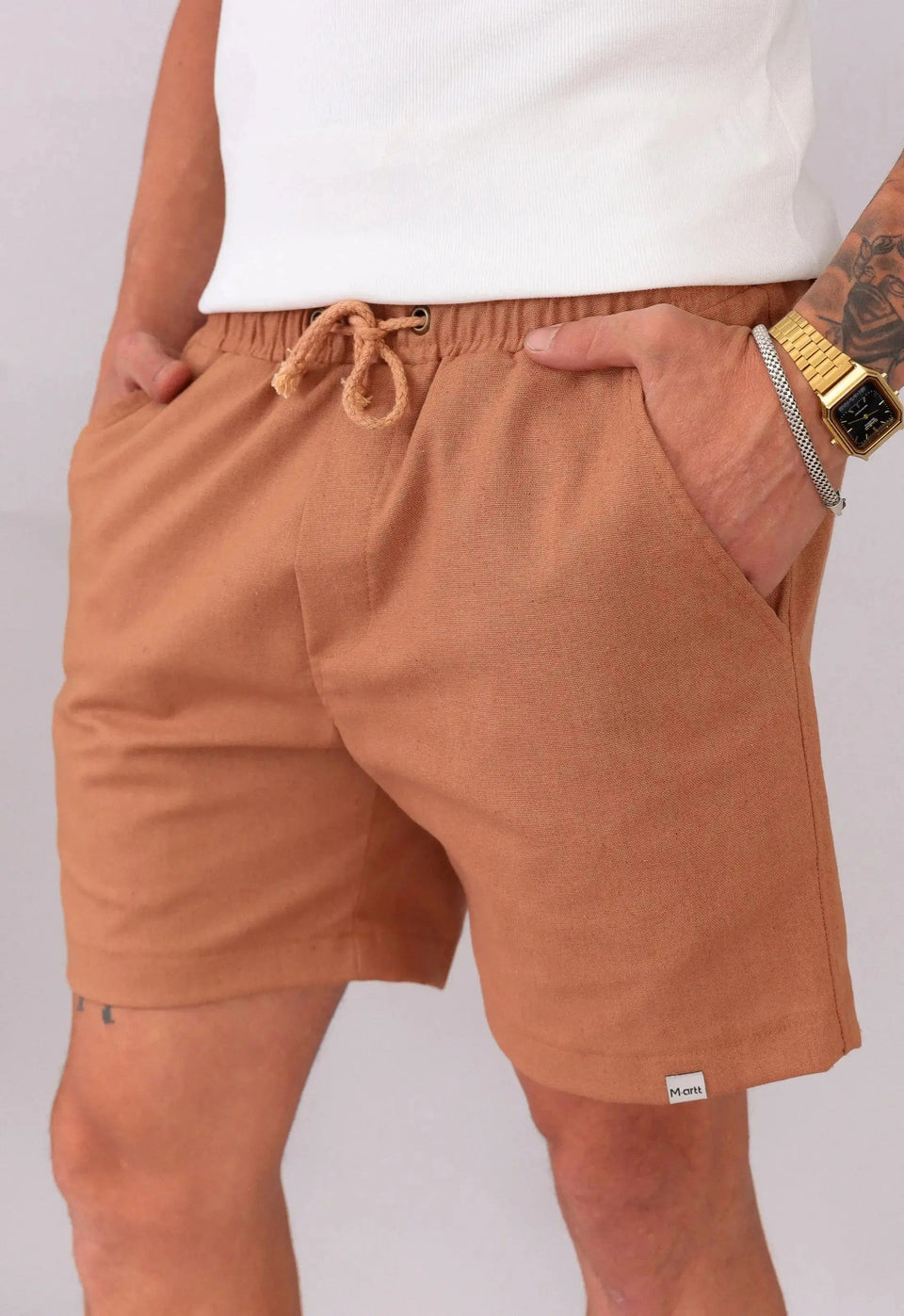 Shorts de Linho Masculino Terracota | MAGNO